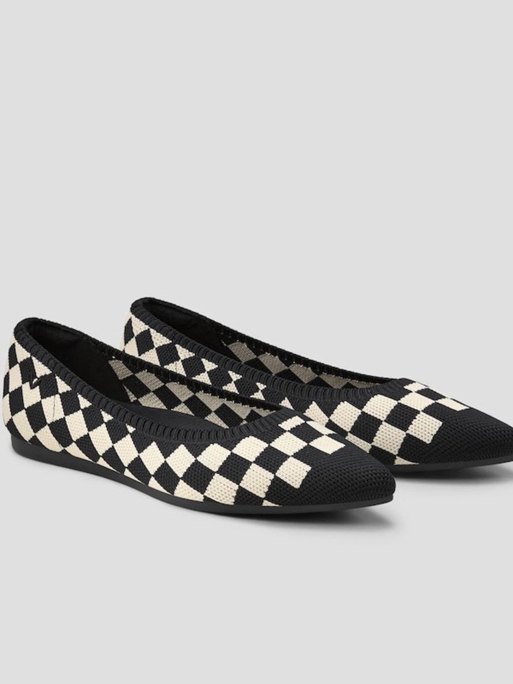 Vivaia Aria 5 point-toe ballet flats black white checker size 40.5 (9-9.6)